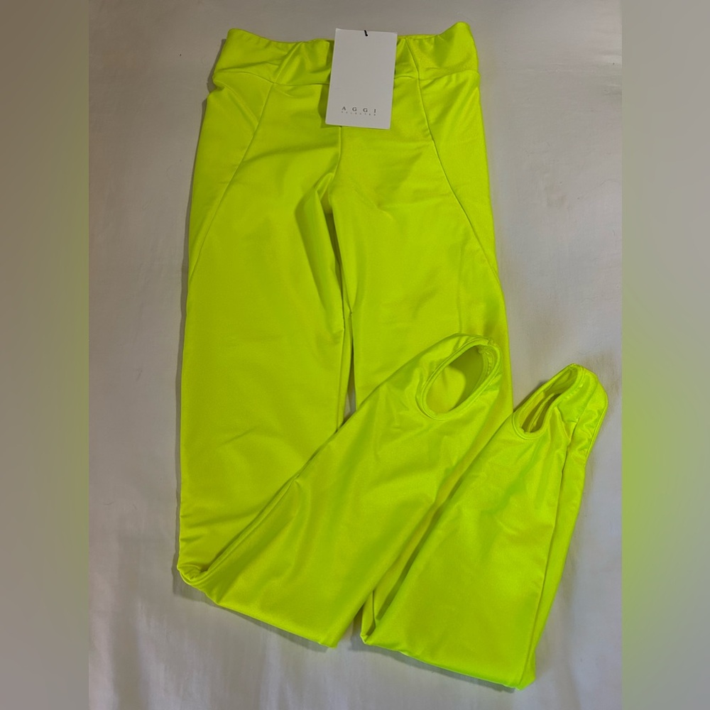AGGI neon citron yellow stirrup leggings NWT size 38 (Medium / 8)